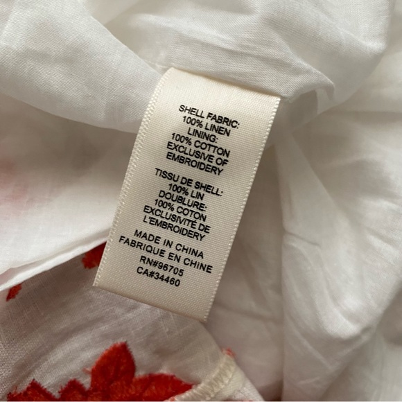 Rebecca Taylor Coral Embroidered Floral Print Linen Dress - Picture 12 of 14